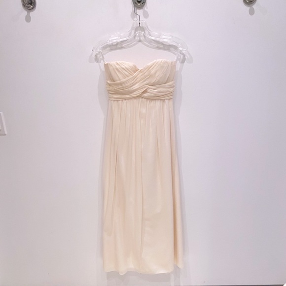 J.Crew Cream Chiffon Strapless Dress - Size 0 - Picture 2 of 8